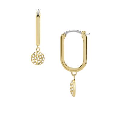 Sadie Glitz Disc Gold-Tone Stainless Steel Hoop Earrings