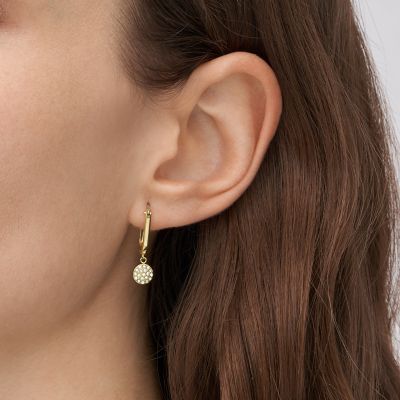 Sadie Glitz Disc Gold-Tone Stainless Steel Hoop Earrings 