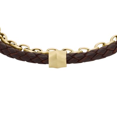 All Stacked Up Brown Leather Bracelet - JF04555710 - Fossil