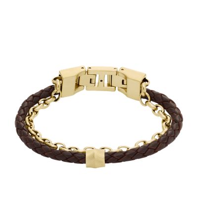 All Stacked Up Brown Leather Bracelet - JF04555710 - Fossil