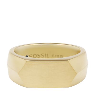 All Stacked Up Gold-Tone Stainless Steel Signet Ring