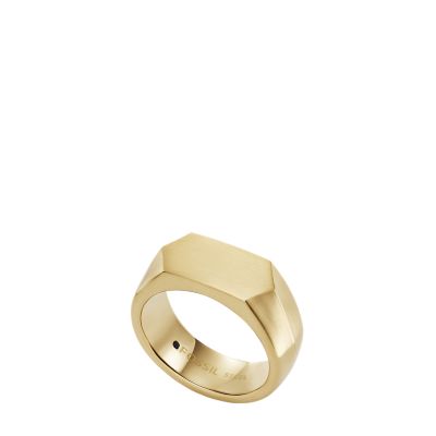 All Stacked Up Gold-Tone Stainless Steel Signet Ring