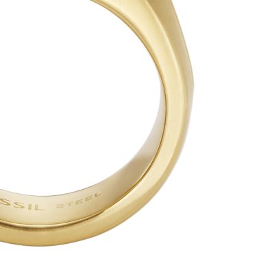 All Stacked Up Gold-Tone Stainless Steel Signet Ring