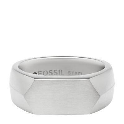Up Fossil Stacked Stainless JF04560040001 Ring Signet Steel - - All
