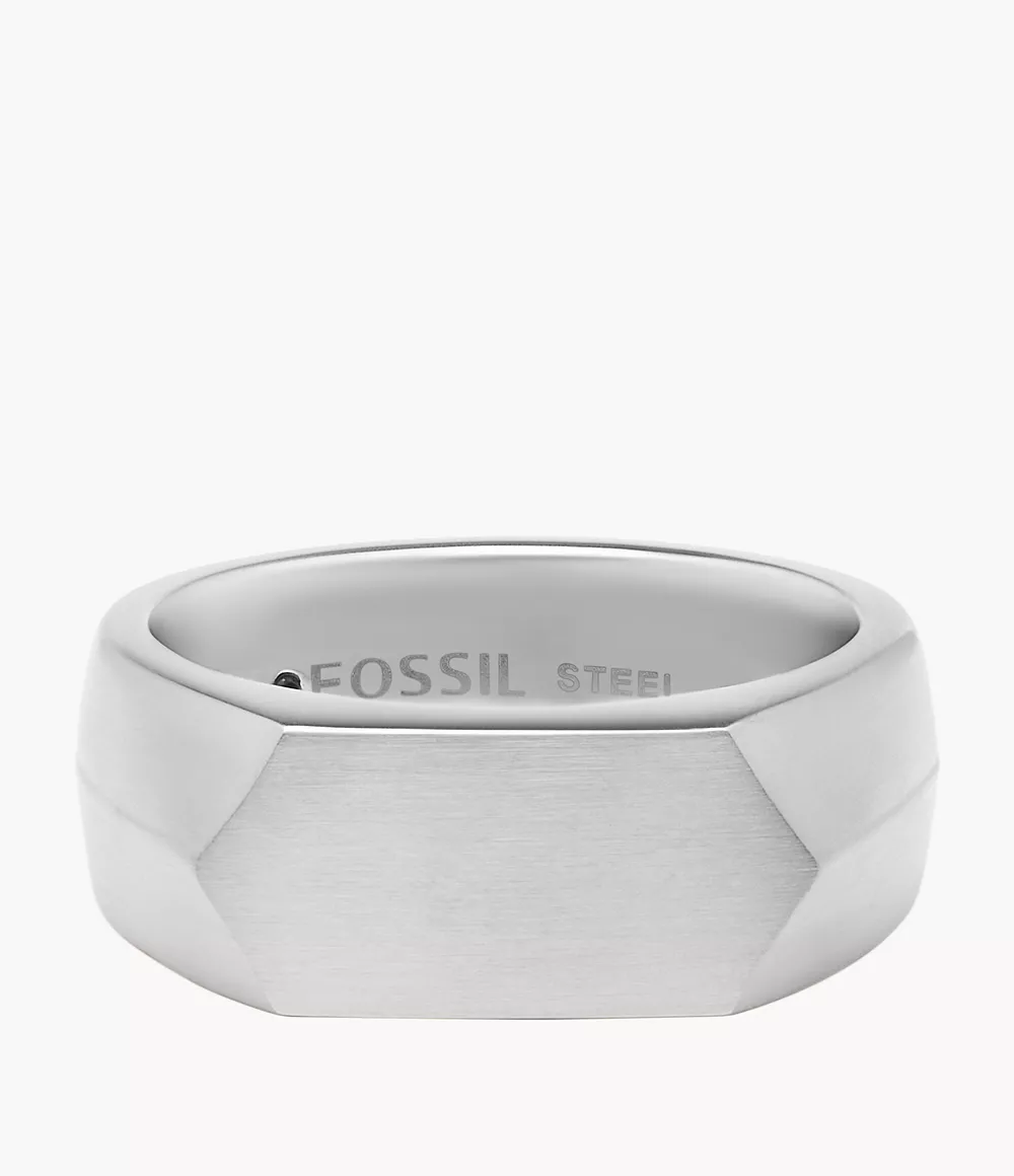 All Stacked Up Stainless Steel Signet Ring - JF04560040001 - Fossil