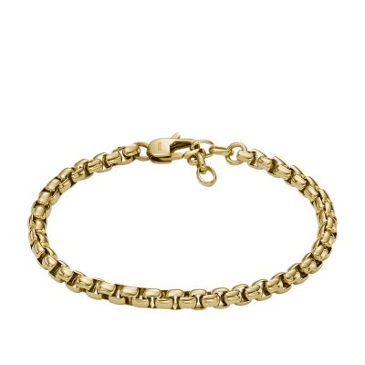 All Stacked Up Gold-Tone Stainless JF04561710 Steel Fossil Bracelet - - Chain