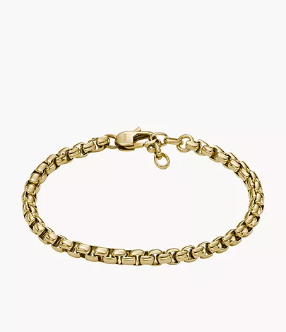 All Stacked Up Gold-Tone Stainless Steel Chain Bracelet - JF04561710 -  Fossil