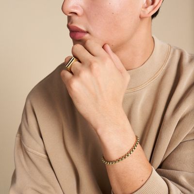 All Stacked Up Gold-Tone Stainless Steel Chain Bracelet