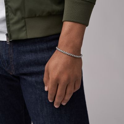 All Stacked Up Stainless Steel Chain Bracelet - JF04562040 - Fossil