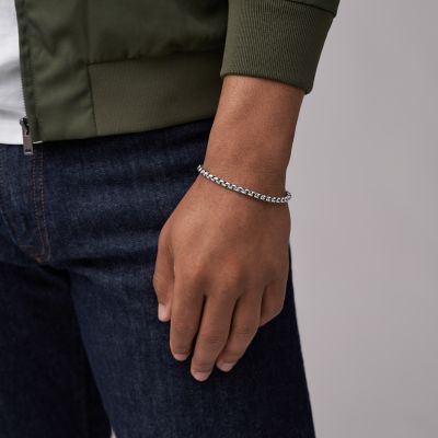- Chain Up Stacked Stainless Fossil - Steel JF04562040 Bracelet All