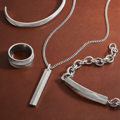 Harlow Linear - Fossil JF04564040 Steel Necklace Stainless - Chain Texture
