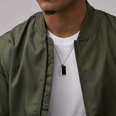 Harlow Linear Texture Black Onyx Chain Necklace