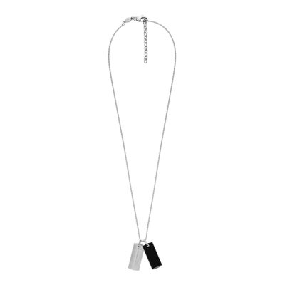 Harlow Linear Texture Black Onyx Chain Necklace - JF04565040 - Fossil