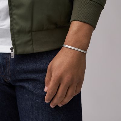 Harlow Linear Texture Stainless Steel Cuff Bracelet