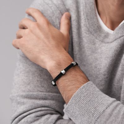 Harlow Linear Texture Black Nylon Components Bracelet