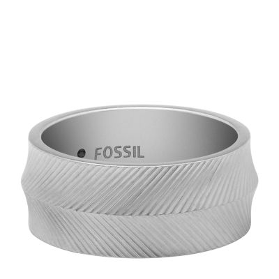 Harlow Linear Steel Ring - Band Texture - Fossil JF04568040001 Stainless