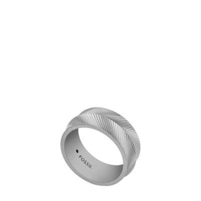 Harlow Linear Band - Steel JF04568040001 Fossil Ring Stainless Texture 