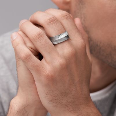 Harlow Linear Texture Stainless Steel Band Ring