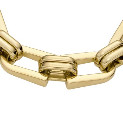 Heritage D-Link Gold-Tone Stainless Steel Chain Bracelet - JF04573710 -  Fossil