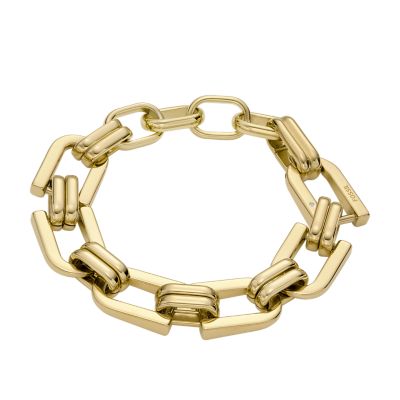 Heritage D-Link Gold-Tone Stainless Steel Chain Bracelet - JF04573710 -  Fossil
