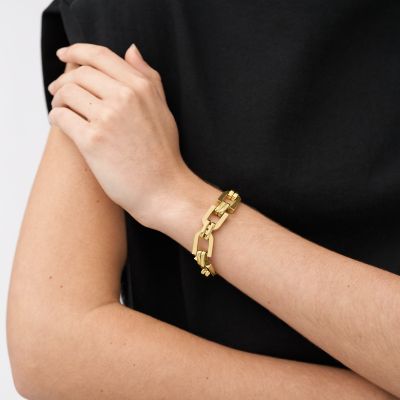 Heritage D-Link Gold-Tone Stainless Steel Chain Bracelet