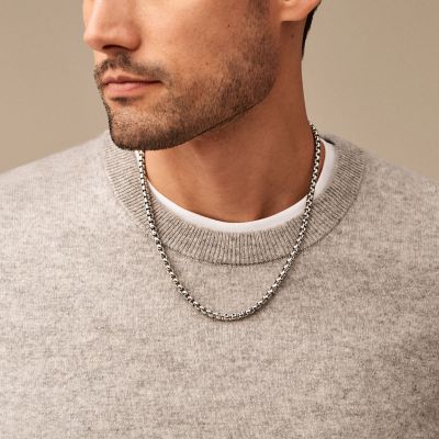 All Stacked Up Stainless Steel Chain Necklace - JF04576040 - Fossil