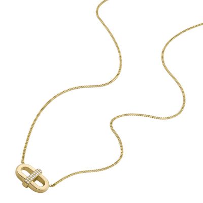 Heritage D-Link Glitz Gold-Tone Stainless Steel Chain Necklace 