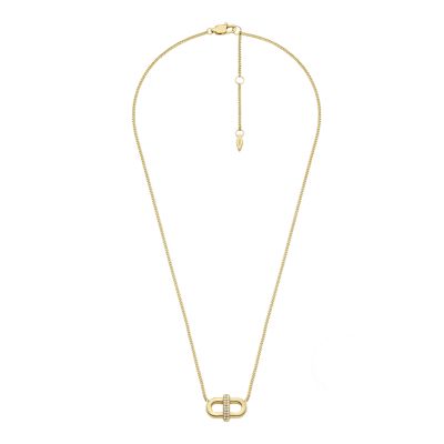 Heritage D-Link Glitz Gold-Tone Stainless Steel Chain Necklace