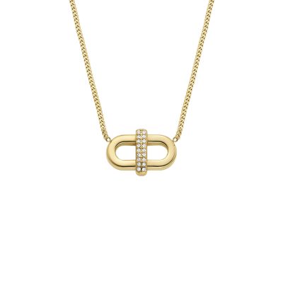 Heritage D-Link Glitz Gold-Tone Stainless Steel Chain Necklace