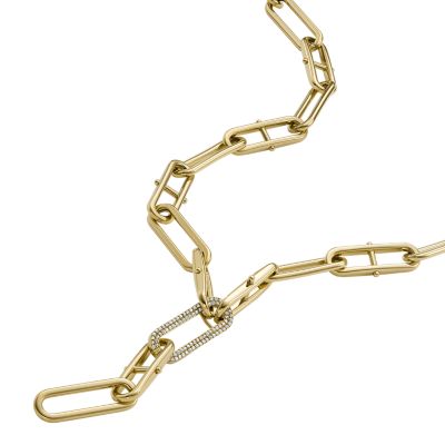 Fossil Heritage D-Link Gold-Tone Stainless Steel Chain Necklace