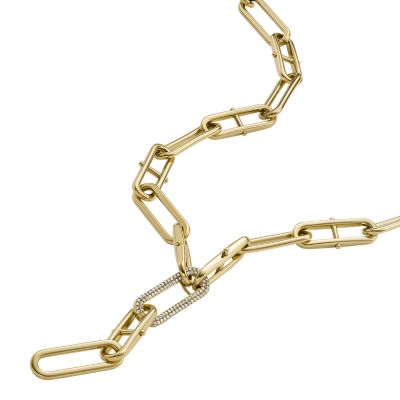 Heritage D-Link Glitz Gold-Tone Stainless Steel Y-Neck Necklace 