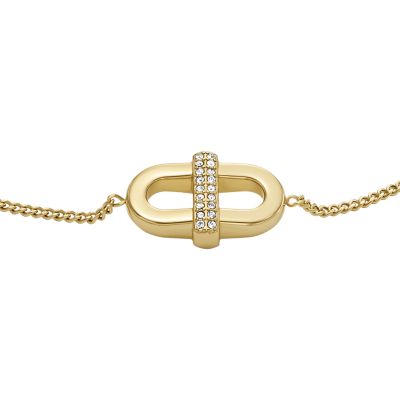 Chain Glitz - Fossil D-Link Bracelet Gold-Tone Stainless JF04584710 - Steel Heritage