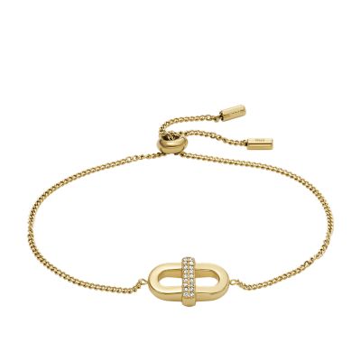 Heritage D-Link Glitz Gold-Tone Stainless Steel Chain Bracelet