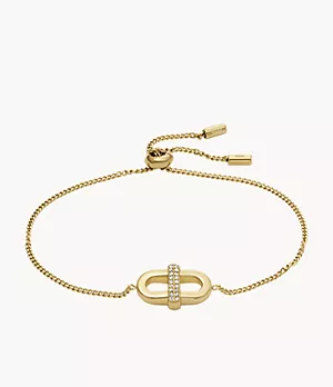 Heritage D-Link Glitz Gold-Tone Stainless Steel Chain Bracelet