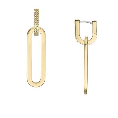 Boucles d’oreilles pendantes Heritage D-Link en acier inoxydable, doré brillant