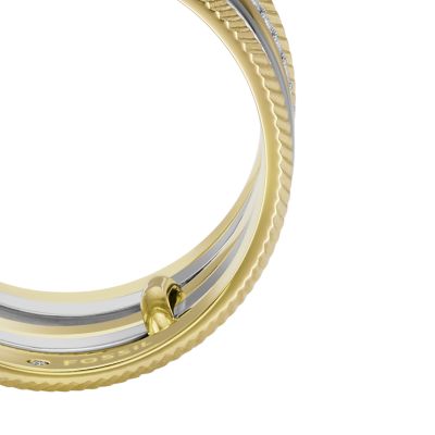 Harlow Linear Texture Two-Tone Stainless Steel Prestack Ring