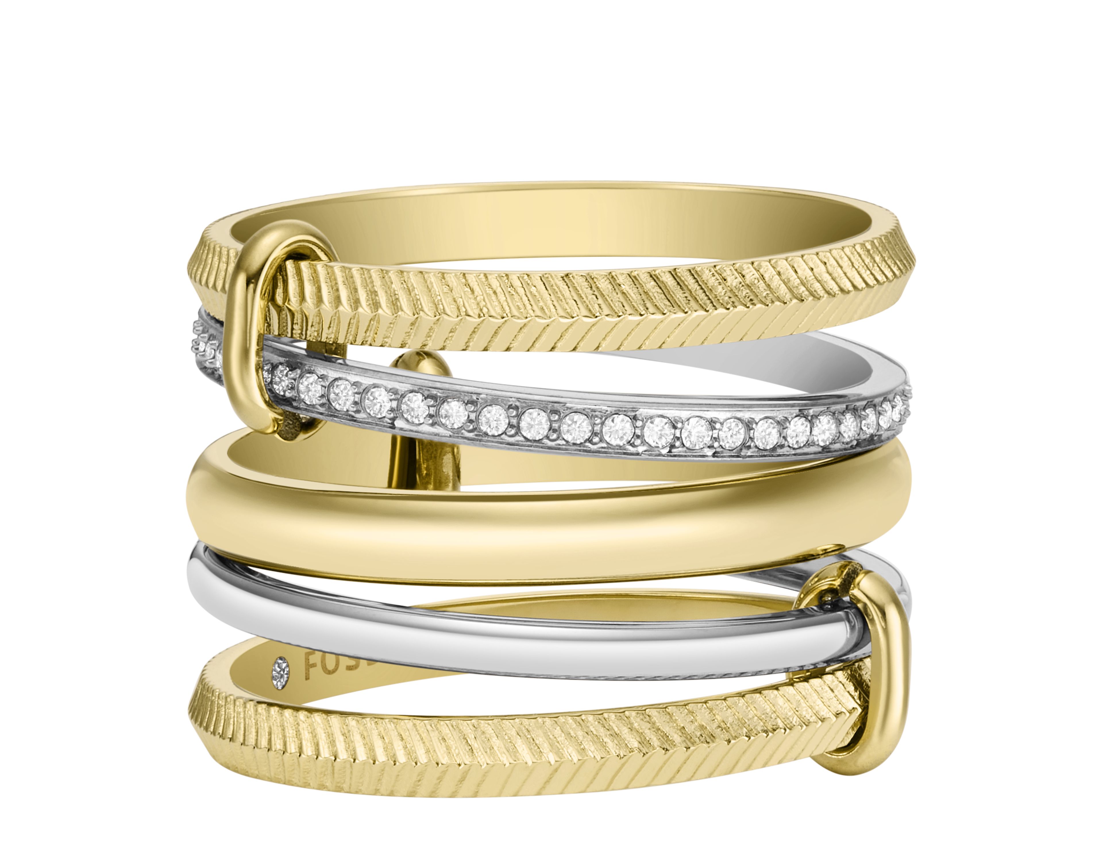 Harlow Linear Texture Two-Tone Stainless Steel Prestack Ring