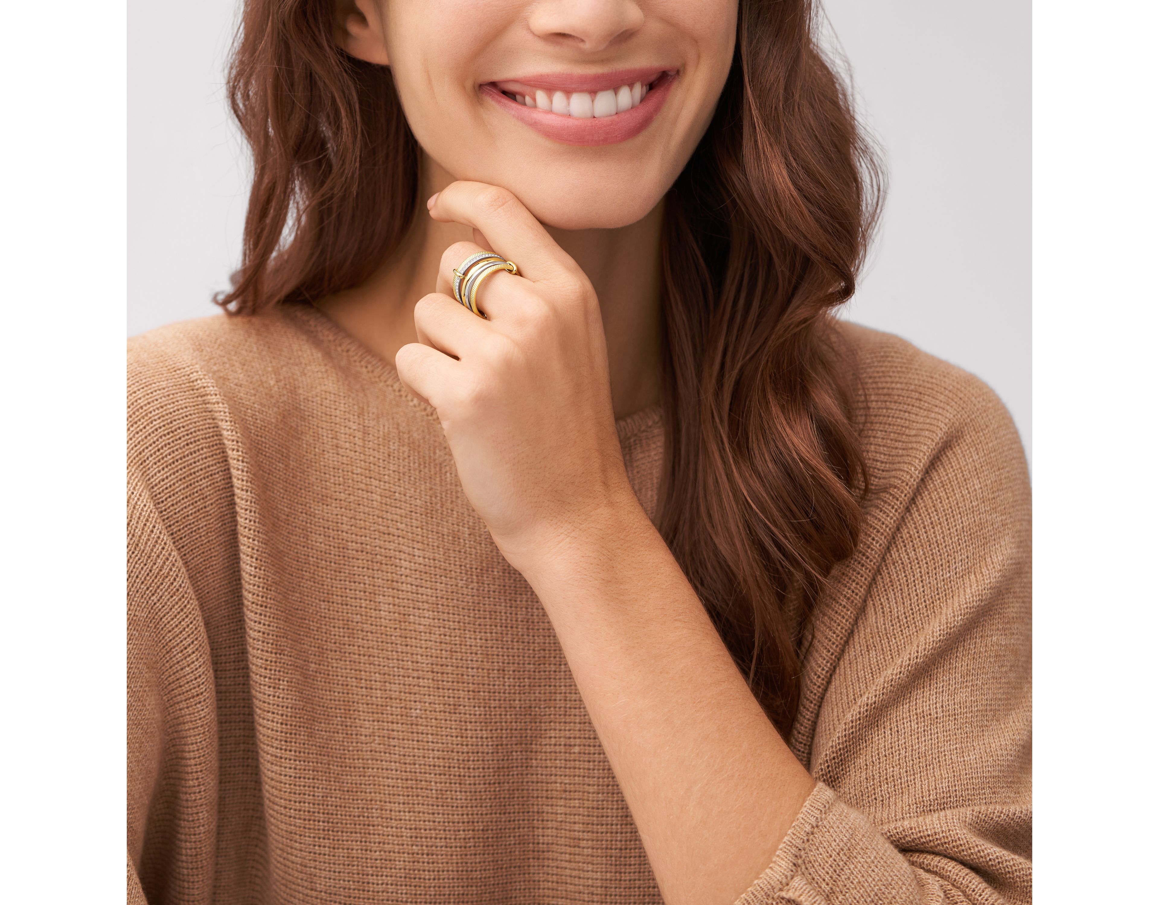Harlow Linear Texture Two-Tone Stainless Steel Prestack Ring