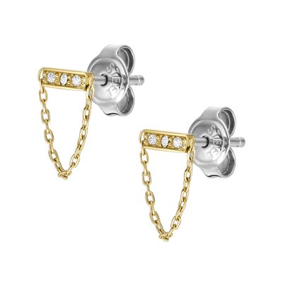 All Stacked Up Gold-Tone JF04595710 Fossil Steel - Stainless Stud - Earrings