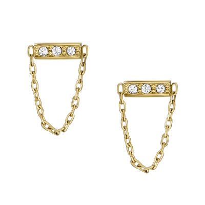 All Stacked Up Fossil Gold-Tone Earrings - Stainless Stud Steel - JF04595710