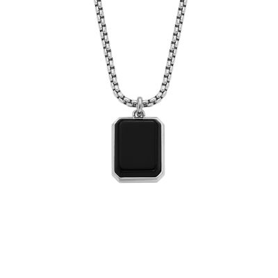 Stainless Steel Brushed Black Plated Agate Dog Tag Chain Necklace Pendant  Charm Dogtag Natural Stone Wood: 16457538568243