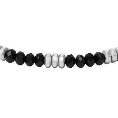 JF04602040 All Fossil Beaded Stacked Black Agate Bracelet - - Up