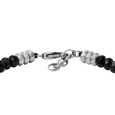 All Stacked Up Black Agate Beaded Bracelet