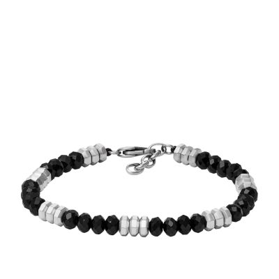 All Stacked Up Black Agate Beaded Bracelet  JF04602040