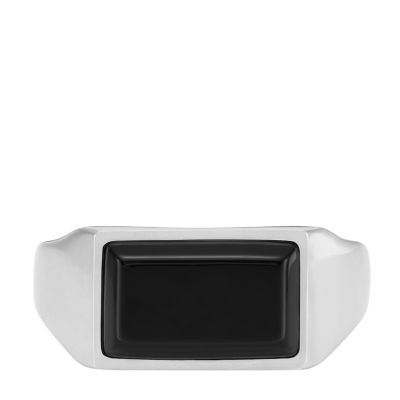 All Stacked Up Black Agate Signet Ring - JF04603040002 - Fossil