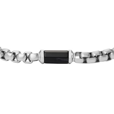 All Stacked Up Black Agate - - Beaded Bracelet Fossil JF04604040