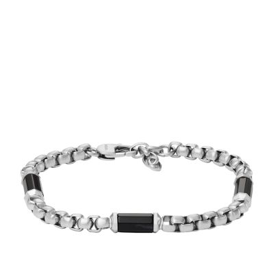 All Stacked Up Black Agate Beaded Bracelet  JF04604040