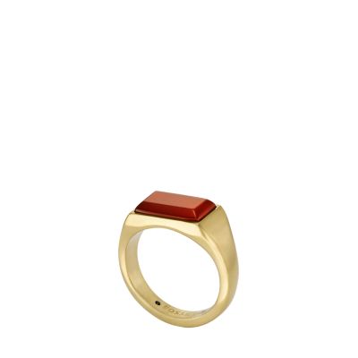 All - - JF04605710006 Ring Signet Red Agate Stacked Fossil Up