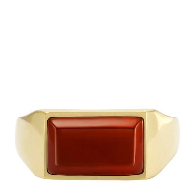 All Stacked Up Signet - Red JF04605710006 - Agate Fossil Ring