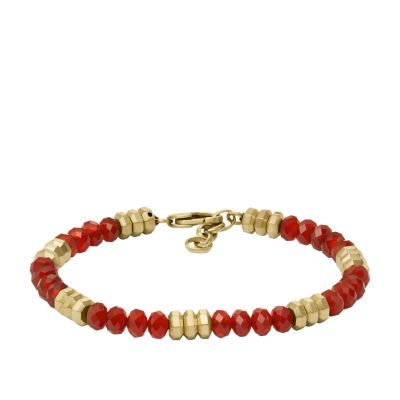 All Stacked Up Red Agate Beaded Bracelet